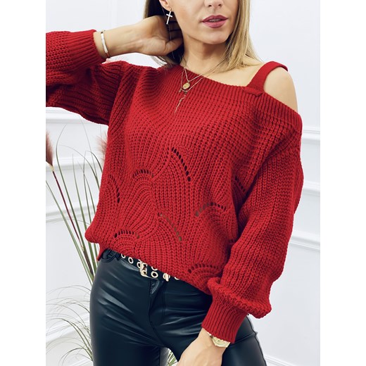 Sweter odkryte ramiĘ berenika bordo Kenza.pl Uniwersalny Kenza.pl