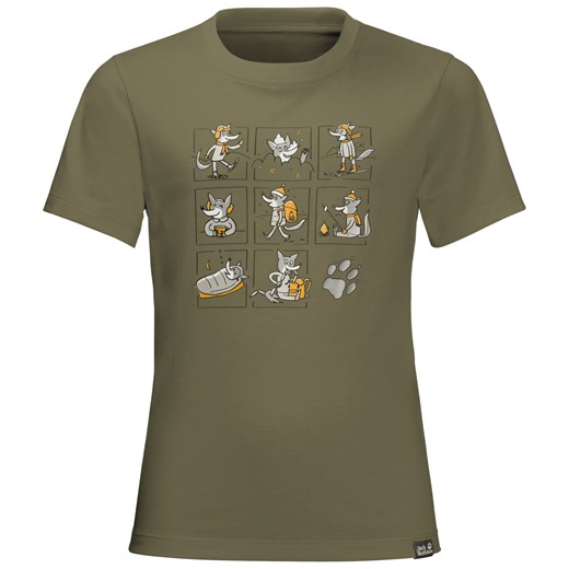 T shirt dziecięcy MANY WOLVES T KIDS burnt olive Jack Wolfskin 116 okazyjna cena Jack Wolfskin