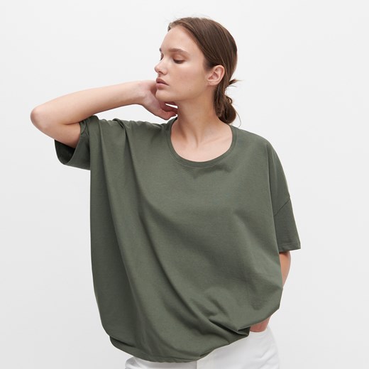 Reserved - T-shirt oversize z bawełny organicznej - Khaki Reserved M Reserved okazyjna cena