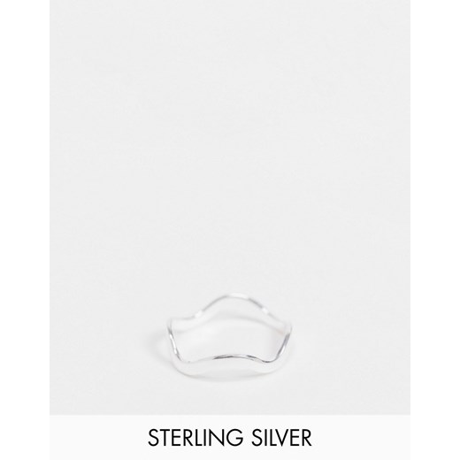 ASOS DESIGN – Pierścionek ze srebra wysokiej próby w kształcie fali o lśniącym wykończeniu-Srebrny L Asos Poland