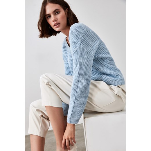 Trendyol Blue Back Binding Detailed Knitwear Sweater Trendyol L Factcool