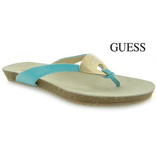 GUESS NANCY THONG PATENT LEATHER TURQU riccardo bezowy amortyzująca