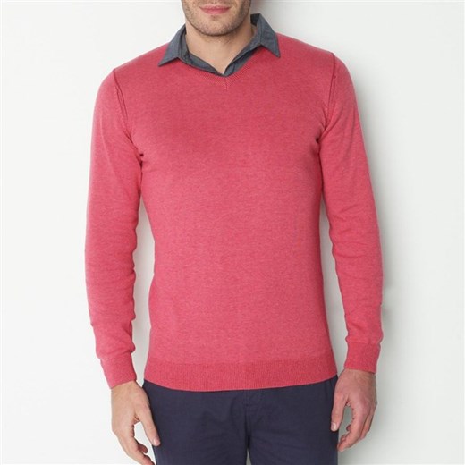 Sweter z dekoltem w kształcie litery „V”, 2 w 1 la-redoute-pl czerwony bawełniane
