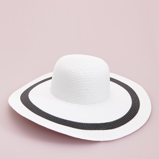 Reserved - Pleciony kapelusz z szerokim rondem - Biały Reserved M promocyjna cena Reserved