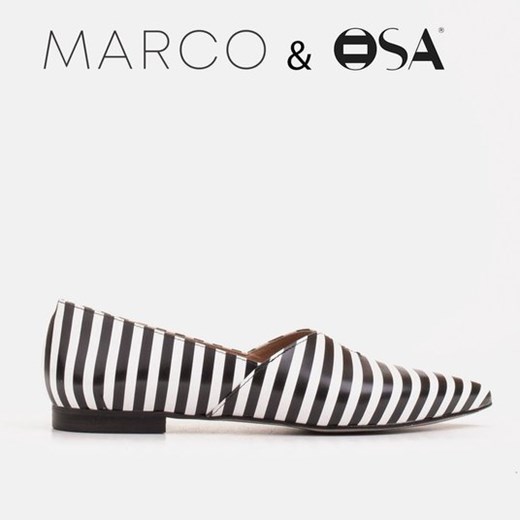Baleriny w biało-czarny pasy z naturalnej skóry Marco Shoes 36 Marco Shoes