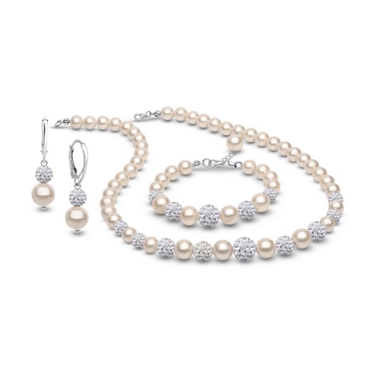 Komplet biżuterii perły, kryształy oraz srebro 925 promocja coccola.pl