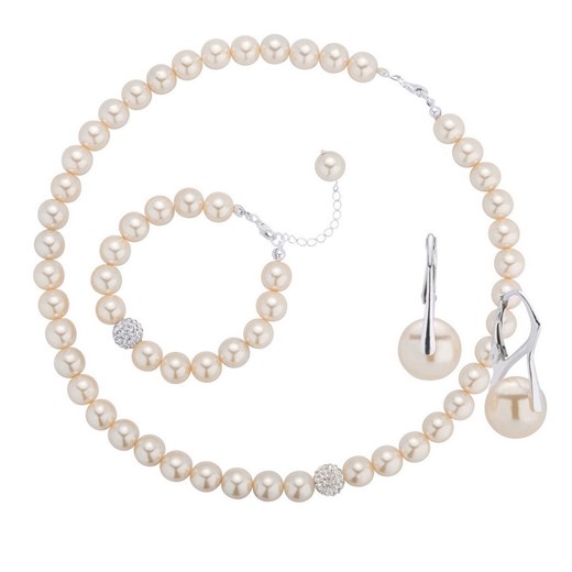 Komplet biżuterii perły, kryształy oraz srebro 925 promocyjna cena coccola.pl