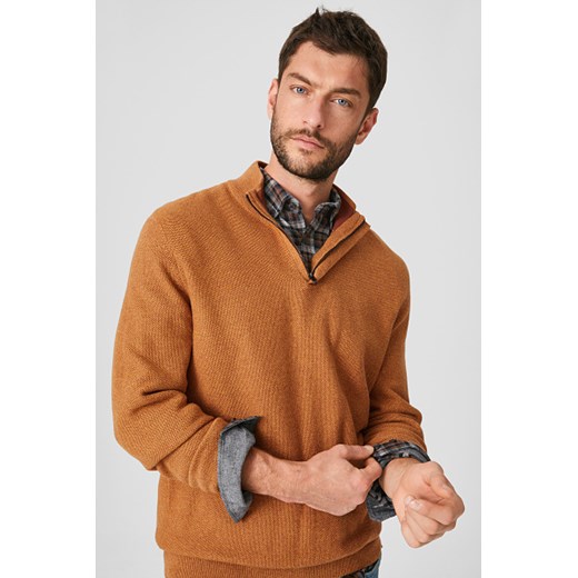 C&A Sweter z koszulą-Regular Fit-przypinany kołnierzyk, Pomarańczowy, Rozmiar: S L C&A