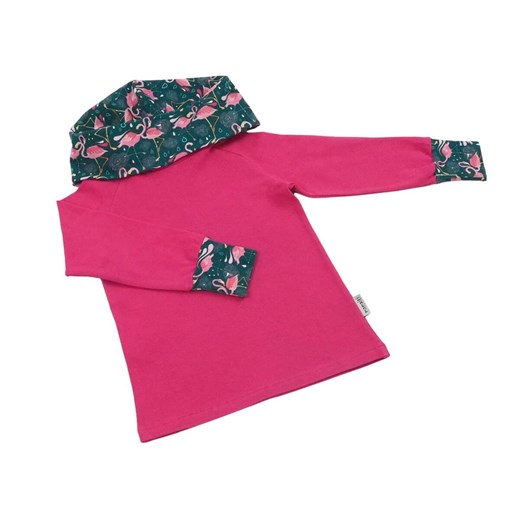 Bluza z komino - kapturem flamingi na szmaragdzie 62/68 Mamaiti 80/86 wyprzedaż Mamaiti