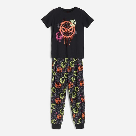 Reserved - Bawełniana piżama z nadrukiem Spider-man - Czarny Reserved 110/116 Reserved