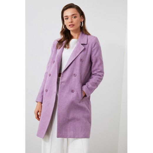 Trendyol Lila Button Off Woolly Stamp Coat Trendyol 40 Factcool