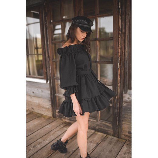 Popatu Czarna sukienka z odkrytymi ramionami Portofino Popatu Uniwersalny POPATU