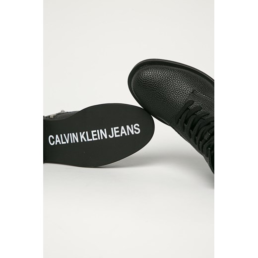 Botki Calvin Klein zimowe ze skóry ekologicznej na zamek 