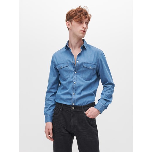 Reserved - Jeansowa koszula z bawełny organicznej - Niebieski Reserved XL Reserved