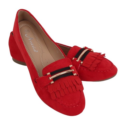 Mokasyny damskie czerwone 88-381 Red Butymodne 36 ButyModne.pl