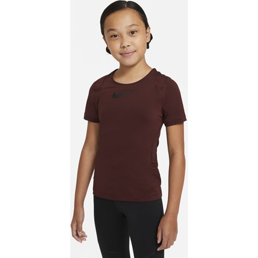 Koszulka z krótkim rękawem dla dużych dzieci (dziewcząt) Nike Pro - Fiolet Nike S Nike poland