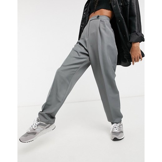 ASOS DESIGN – Szare, bardzo luźne spodnie typu dad-Szary 34 Asos Poland
