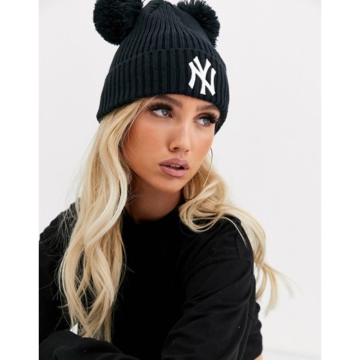 New Era – Czapka beanie z pomponami i napisem NY-Granatowy New Era One Size Asos Poland