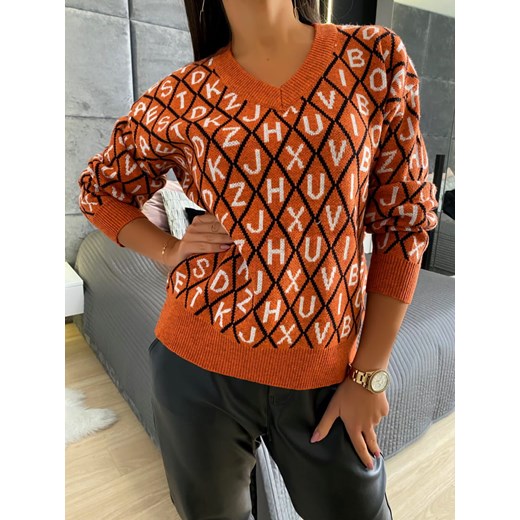 Sweter damski Modnakiecka Odzież Damska HK brązowy ONMZ Sweter damski Modnakiecka Odzież Damska HK brązowy ONMZ