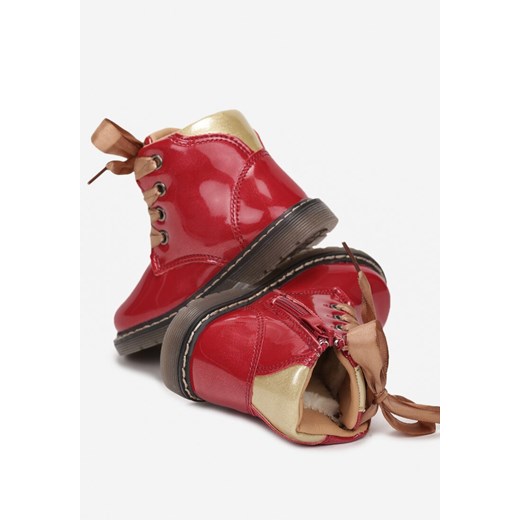 Buty zimowe dziecięce Multu czerwone sznurowane 