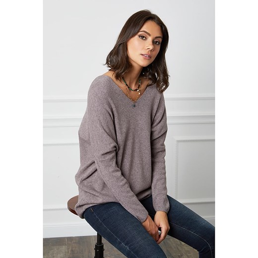 Sweter damski So Cachemire z dekoltem w serek casualowy 