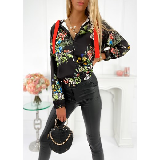 Bluza kwiaty - F985 czarna Ifriko.pl XL ifriko.pl wyprzedaż