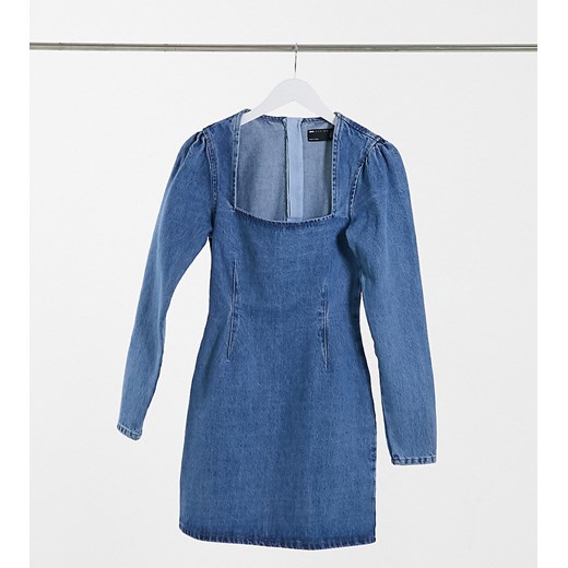ASOS DESIGN Tall – Jasnoniebieska sukienka mini z rozcięciem na rękawie-Niebieski 40 Asos Poland