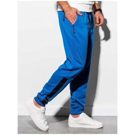 Spodnie męskie dresowe joggery P920 - niebieskie S ombre