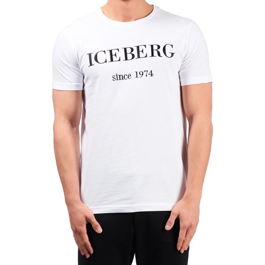 T-shirt męski Iceberg biały z napisami 