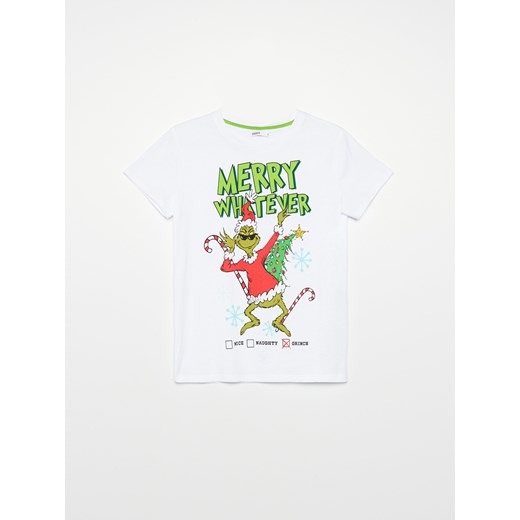 Cropp - Koszulka z motywem świątecznym Grinch - Biały Cropp S Cropp