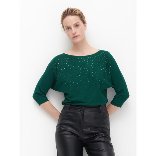 Zielony sweter damski Reserved z aplikacją 