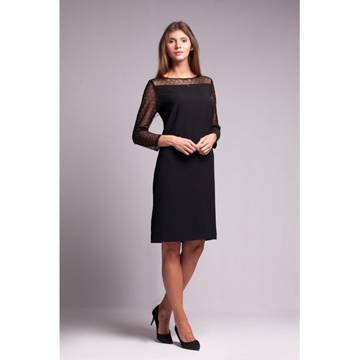BERENIKA tkaninowa elegancka sukienka czarna M-3XL Risca 38 Risca 54 RiscaShop