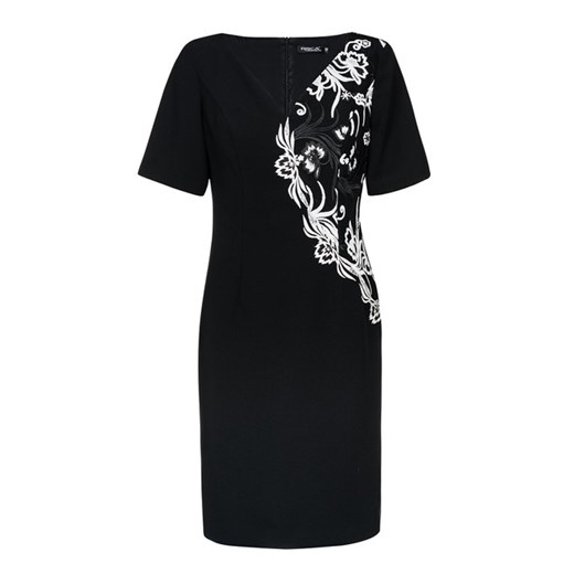 TAMIRA elegancka sukienka z tkaniny na okazje czarna M-2XL Risca 38 Risca 50 RiscaShop
