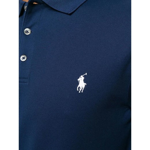T-shirt męski Ralph Lauren z długim rękawem niebieski bez wzorów 