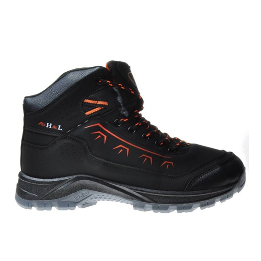 Czarne buty trekkingowe męskie Pantofelek24 sznurowane ze skóry ekologicznej 