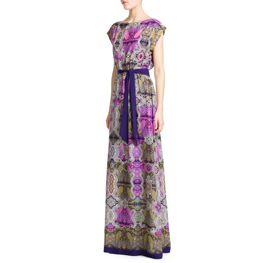 Sukienka ze wzorem paisley  mango fioletowy długie