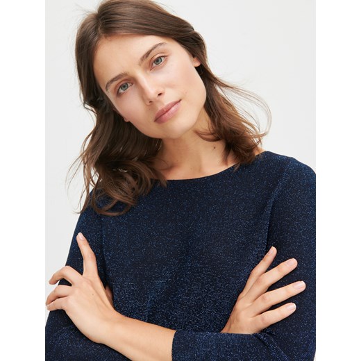 Reserved - Sweter z błyszczącą nitką - Granatowy Reserved L Reserved