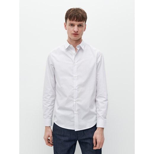 Reserved - Koszula slim z drobnym printem - Biały Reserved XS Reserved
