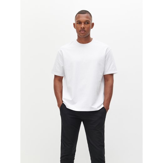 Reserved - Gładki T-shirt z bawełny organicznej - Biały Reserved L Reserved