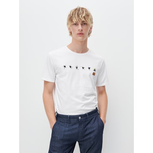 Reserved - T-shirt z nadrukiem Johnny Bravo - Biały Reserved XL Reserved okazyjna cena