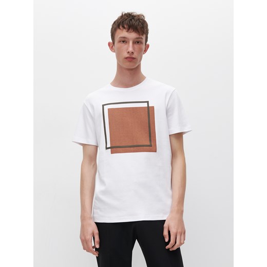 Reserved - T-shirt z geometrycznym nadrukiem - Biały Reserved M Reserved
