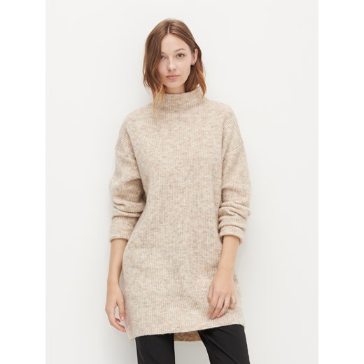 Reserved - Długi sweter ze stójką - Kremowy Reserved S Reserved