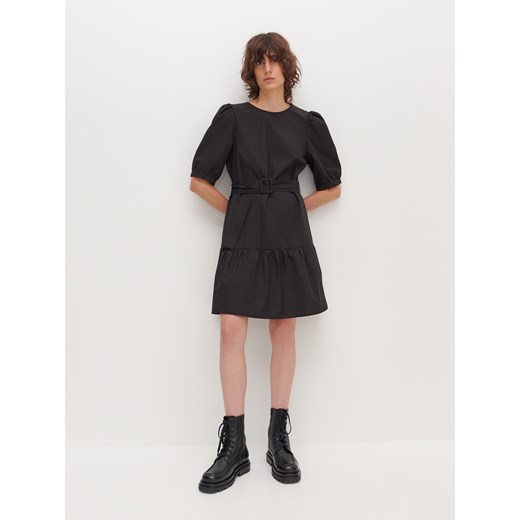 Reserved - Popelinowa sukienka z paskiem - Czarny Reserved 36 okazyjna cena Reserved