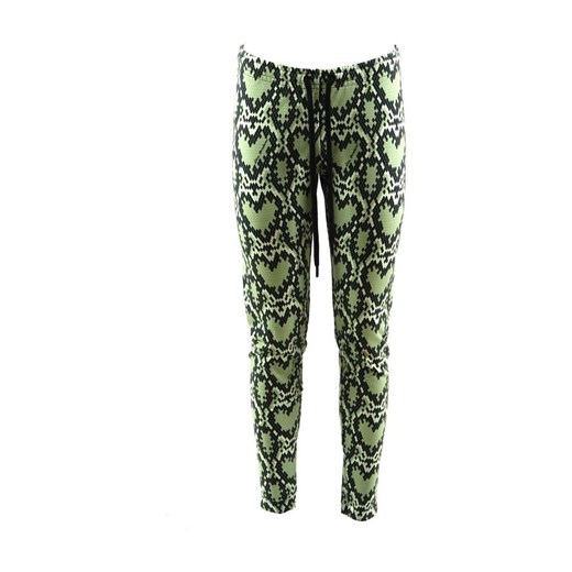 Love Moschino spodnie damskie na wiosnę zielone tkaninowe 