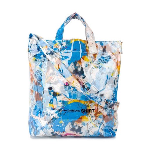 Shopper bag wielokolorowa Comme Des Garçons na ramię z nadrukiem 