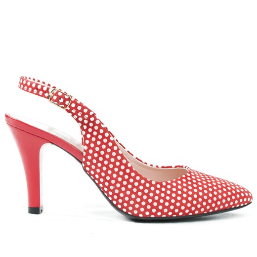 3013-H92 Marco Shoes czółenka czerwone w groszki milandi-pl rozowy Czółenka