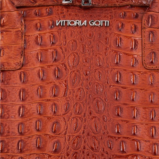 Klasyczna Torebka Skórzana z motywem aligatora renomowanej firmy Vittoria Gotti Brązowa (kolory) Vittoria Gotti okazja PaniTorbalska