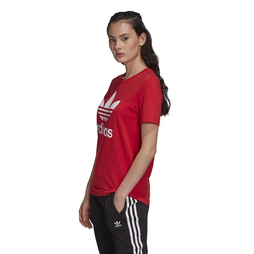 Bluzka damska czerwona Adidas z okrągłym dekoltem 