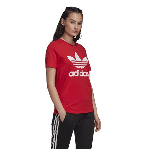 Adidas bluzka damska czerwona z okrągłym dekoltem 