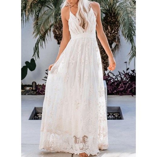 Sandbella sukienka biała maxi 